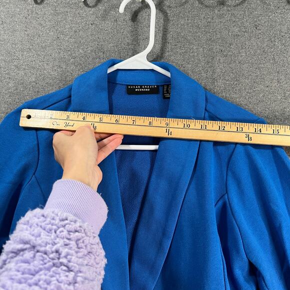 Susan Graver Weekend Petite Marina Knit Blazer Blue Brigade Size Petite Small - Picture 6 of 9